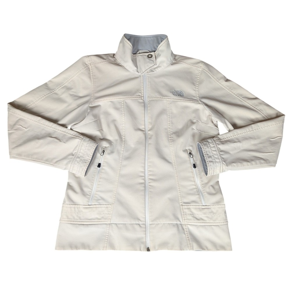 The North Face Apex Bionic Softshell Jacket Cream Off-White Full Zip Womens M